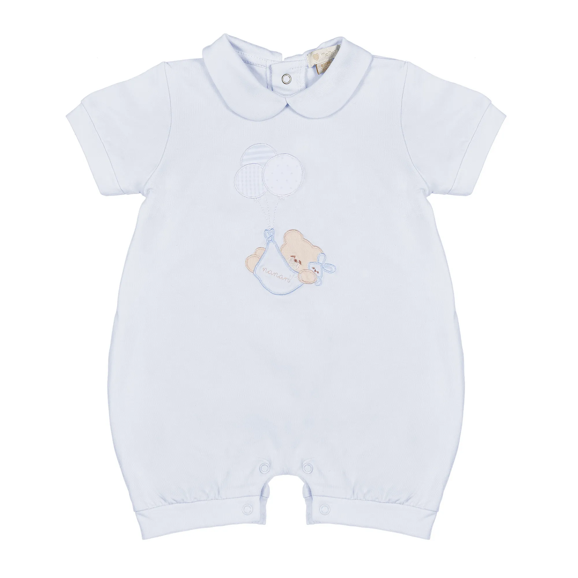 Barboteuse bleue avec ours en peluche et ballons Nanan