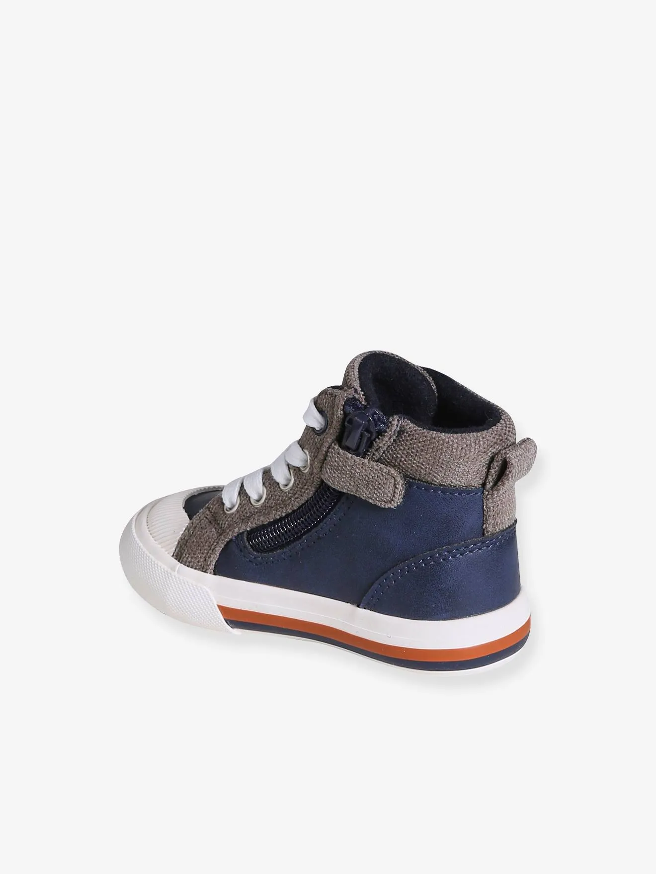 Baskets montantes lacées et zippées bébé marron - Vertbaudet