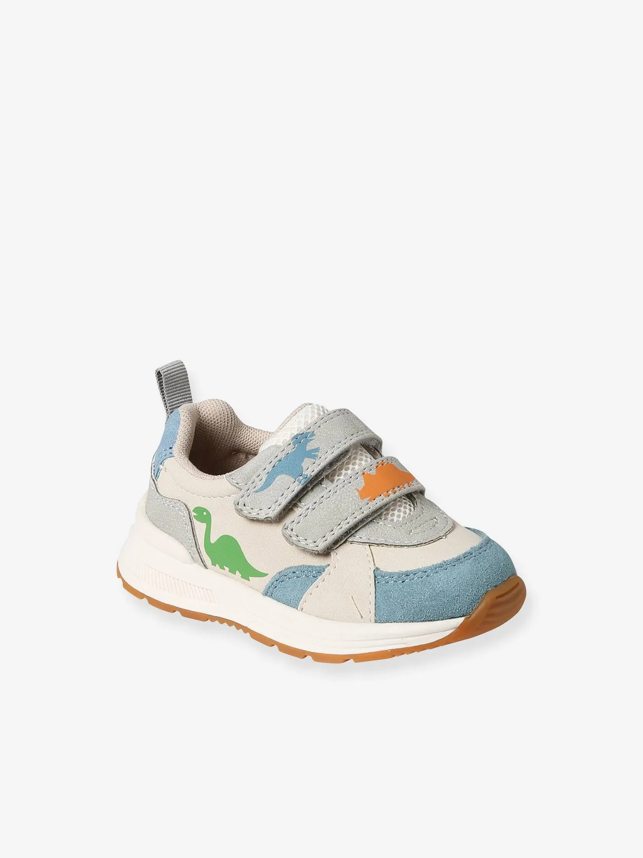 Baskets scratchées dinosaure bébé blanc imprimé - Vertbaudet