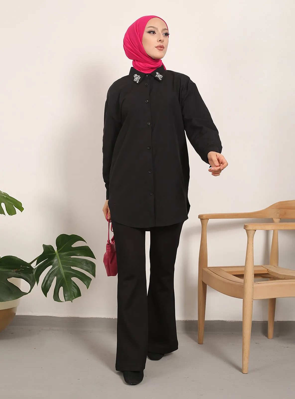 Black - Point Collar - Tunic