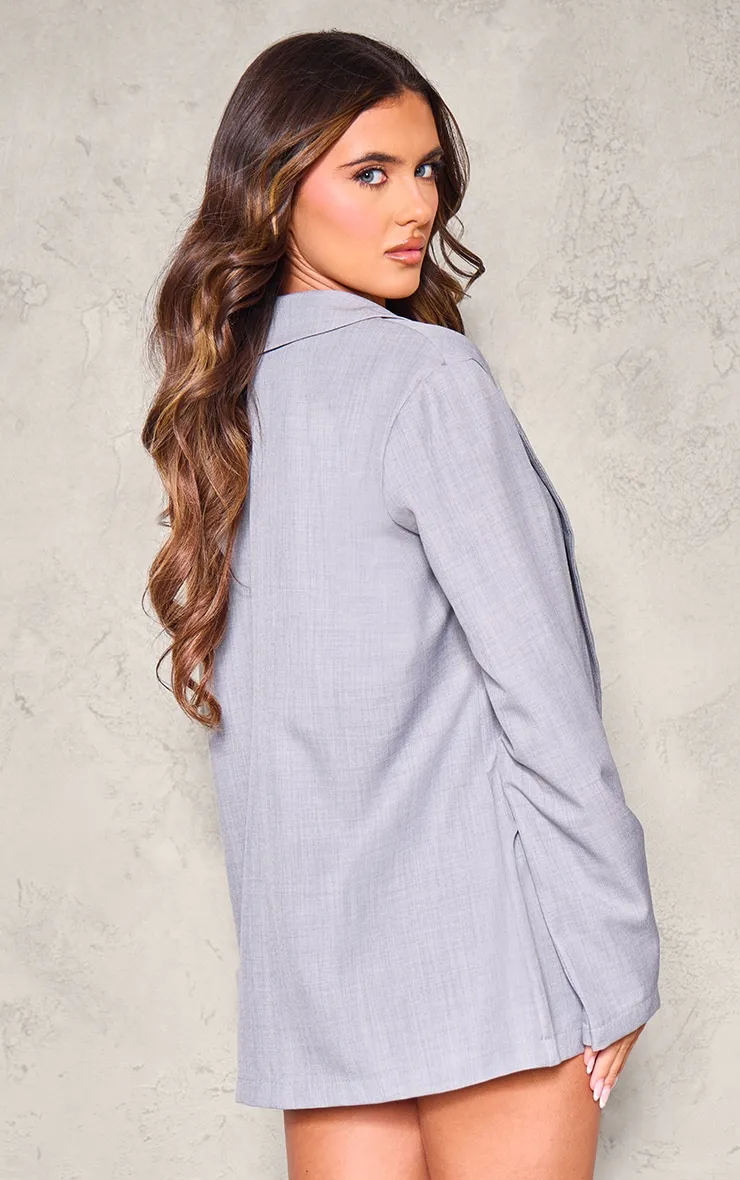 Blazer classique effet lin gris clair
