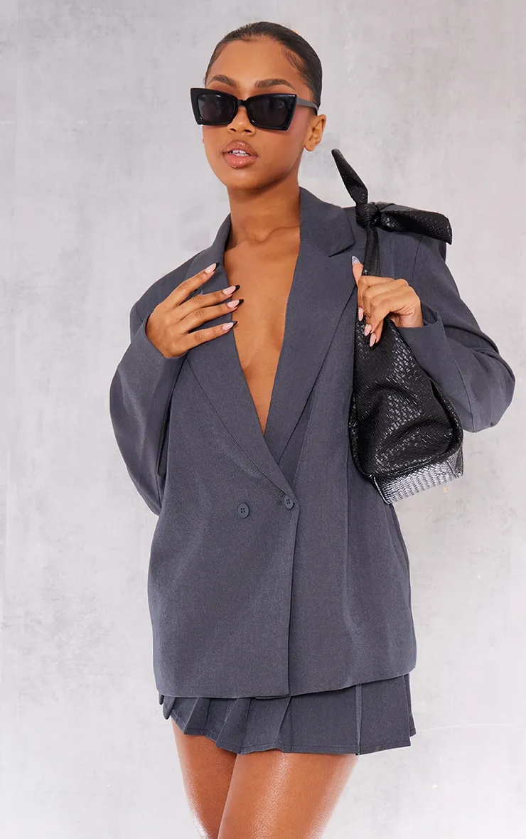 Blazer de tailleur oversize gris anthracite tissé