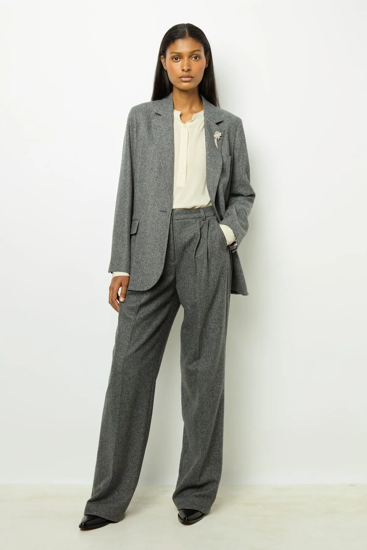 Blazer à chevrons et broche - MELANIE