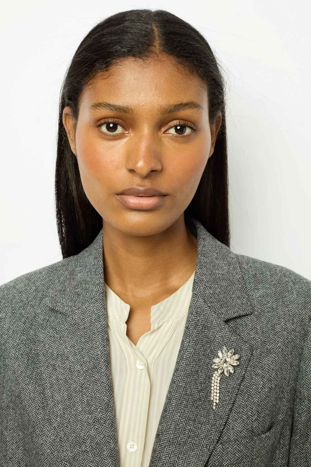 Blazer à chevrons et broche - MELANIE