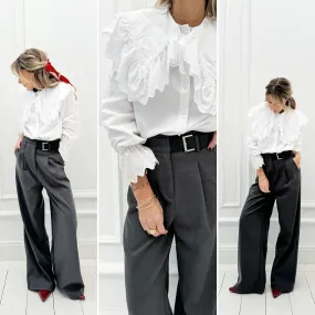 Blouse blanche grand col claudine