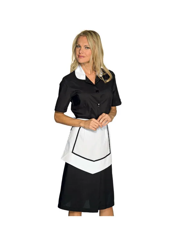 Blouse Femme de chambre noire à manches courtes Carlton