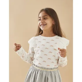 Blouse maille manches longues en jersey imprimé soleil blanc - Noukies