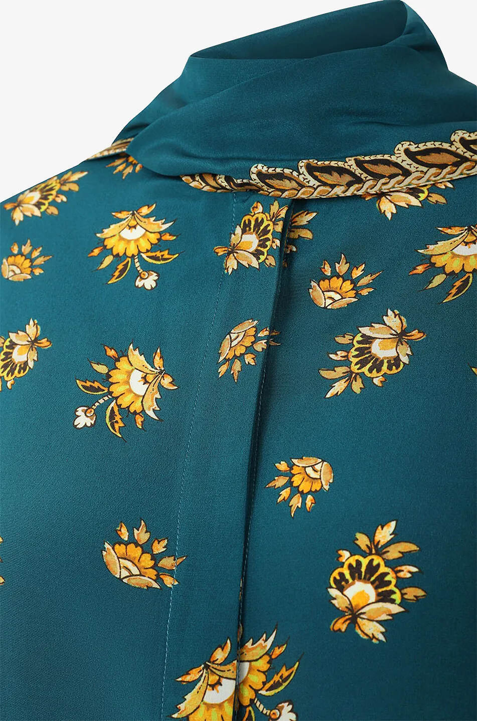 Blouse à lavallière en soie Festive Leafy Paisley