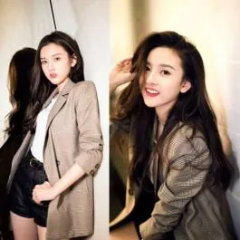 Blouson court blazer pour femme à carreaux marron vintage chic
