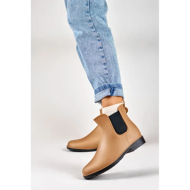 Bottes en caoutchouc beige foncé pour femmes