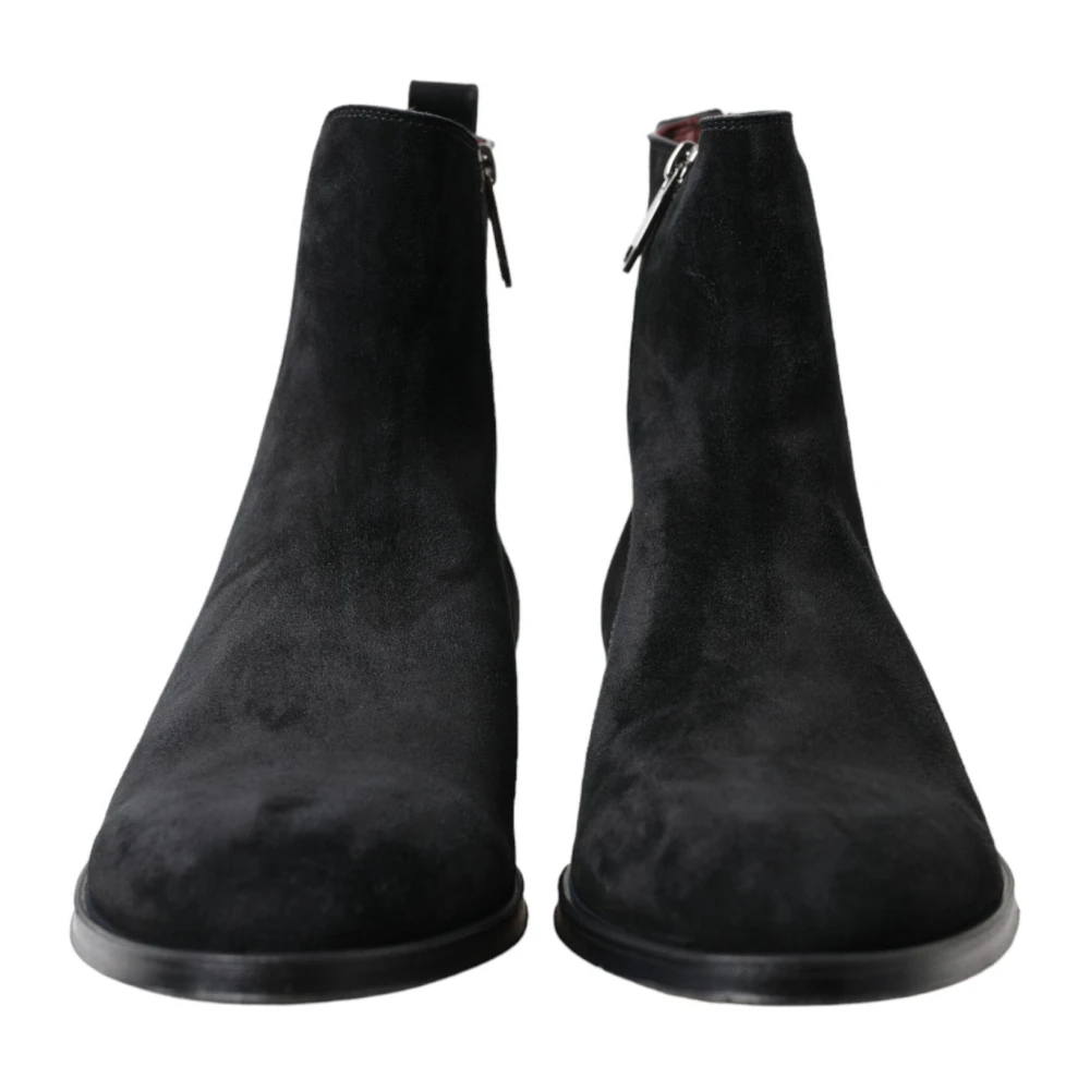 Bottes en Daim Noir Mi-Mollet