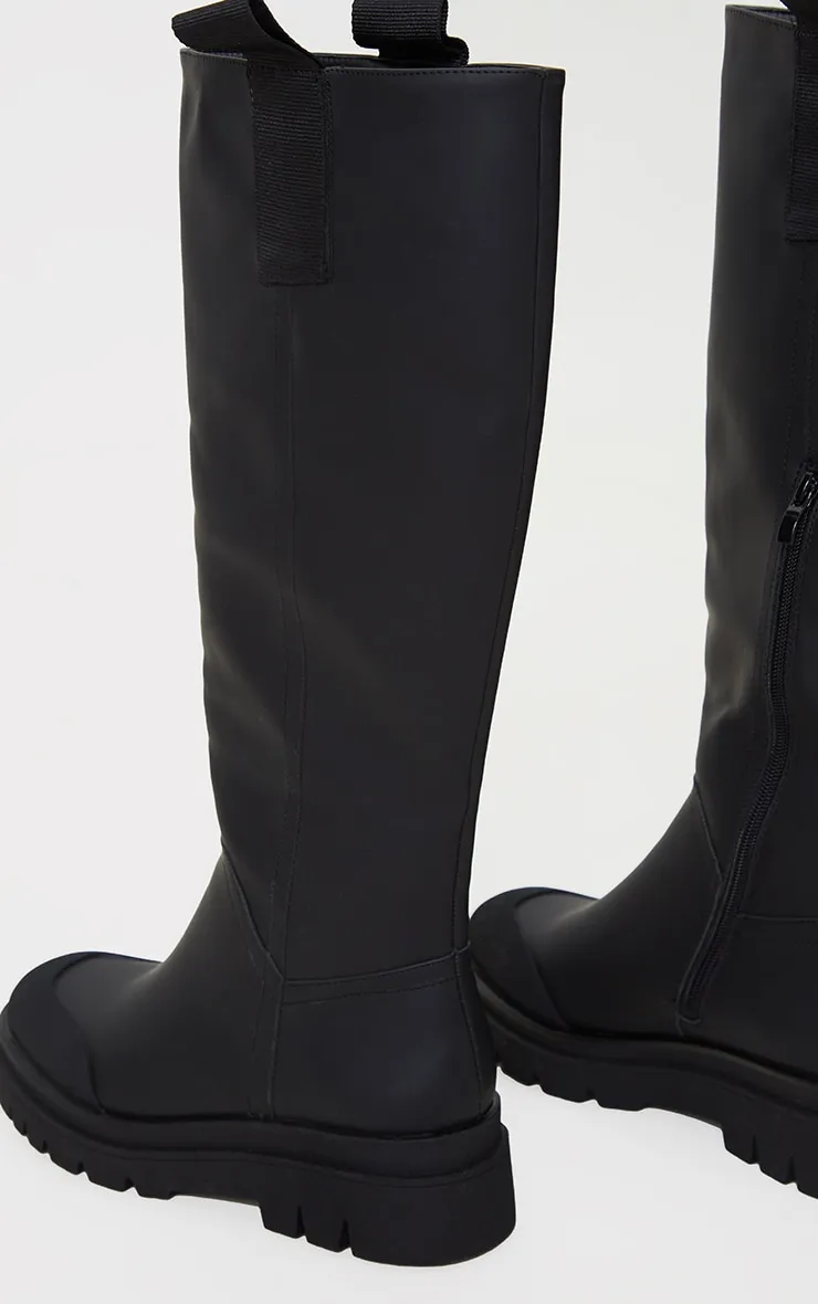 Bottes noires chunky à semelles en PU