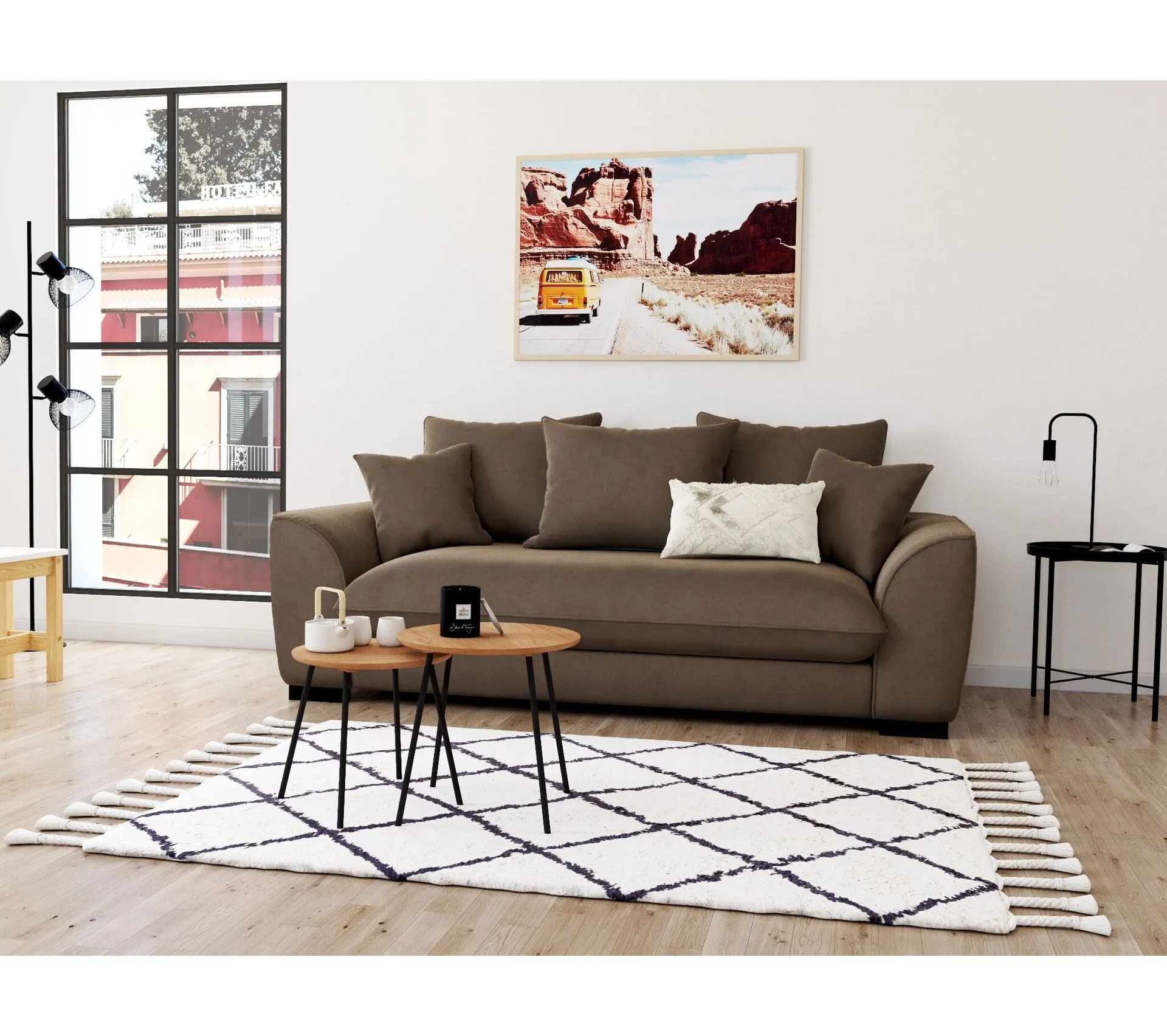 Canapé 3 places convertible SAGA tissu trinity cacao 6