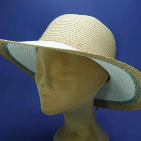 Capeline bicolore verte fibres végétales raphia | Chapeau été femme