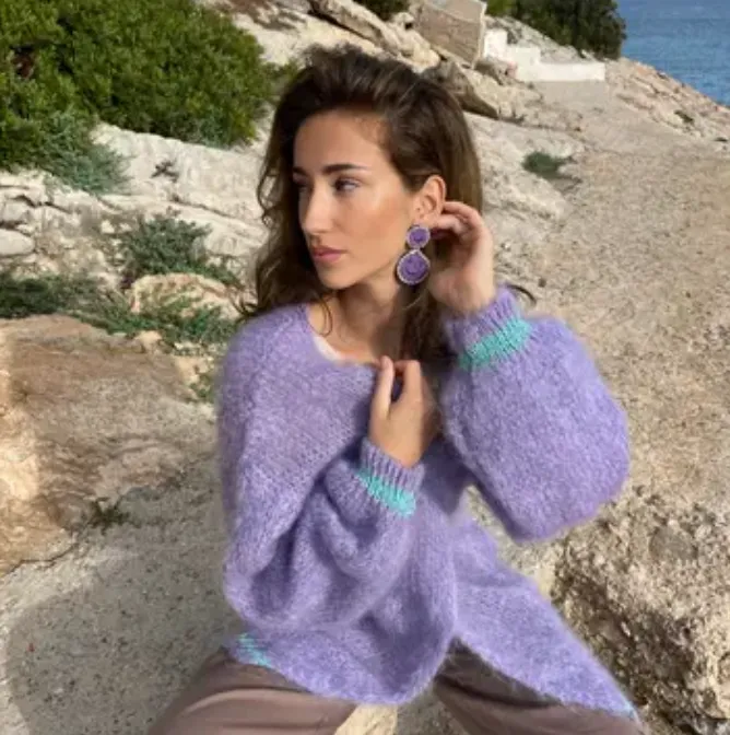 Cardigan court en mohair - Lila
