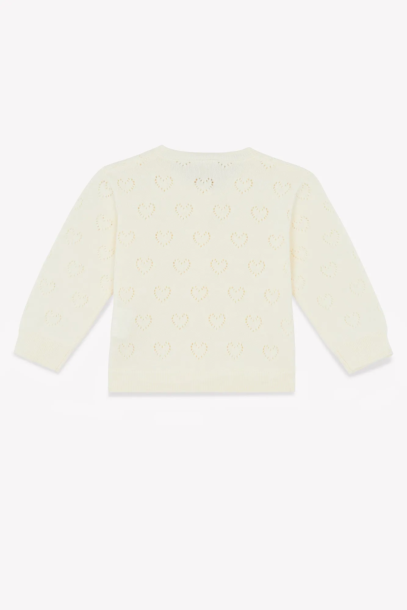 Cardigan - de naissance beige Bébé à coeurs ajouré en maille