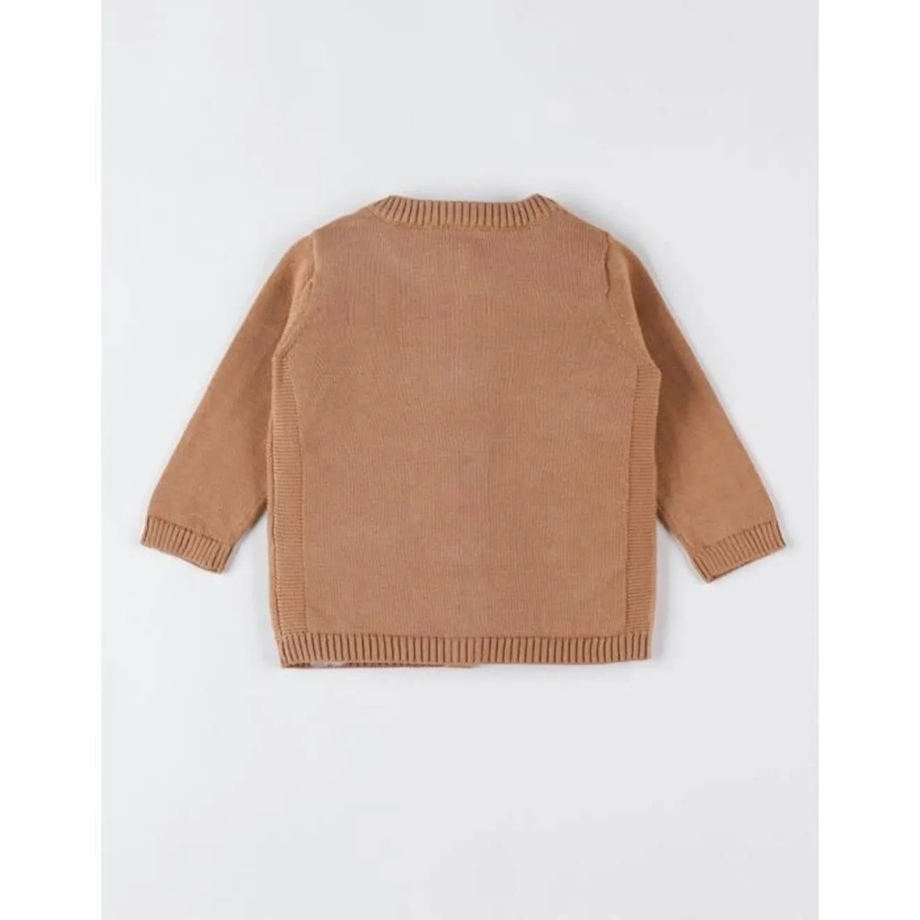 Cardigan en tricot bio fin, caramel marron - Noukies