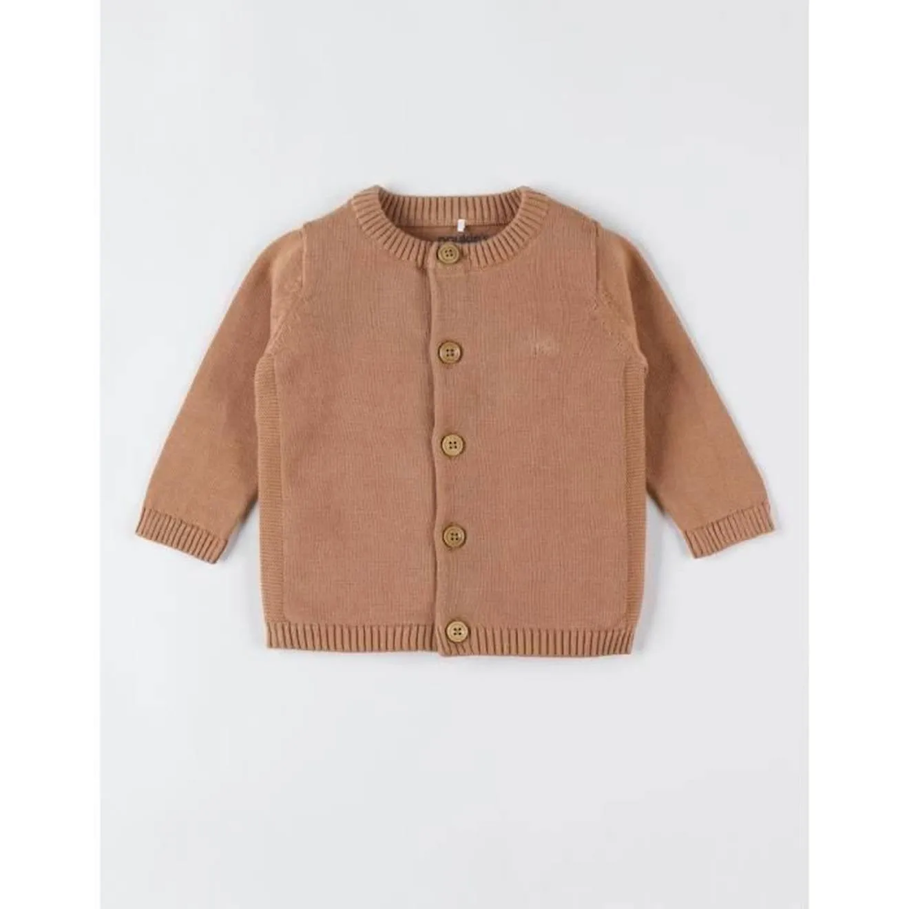 Cardigan en tricot bio fin, caramel marron - Noukies