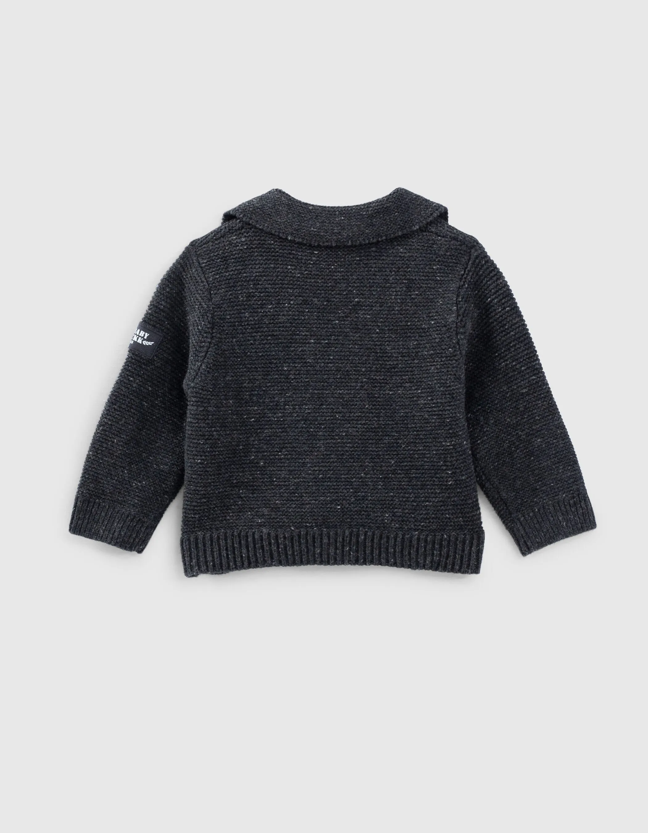 Cardigan gris chiné esprit motard tricot coton bio bébé