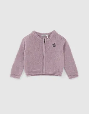 Cardigan lilas tricot zippé bébé fille 