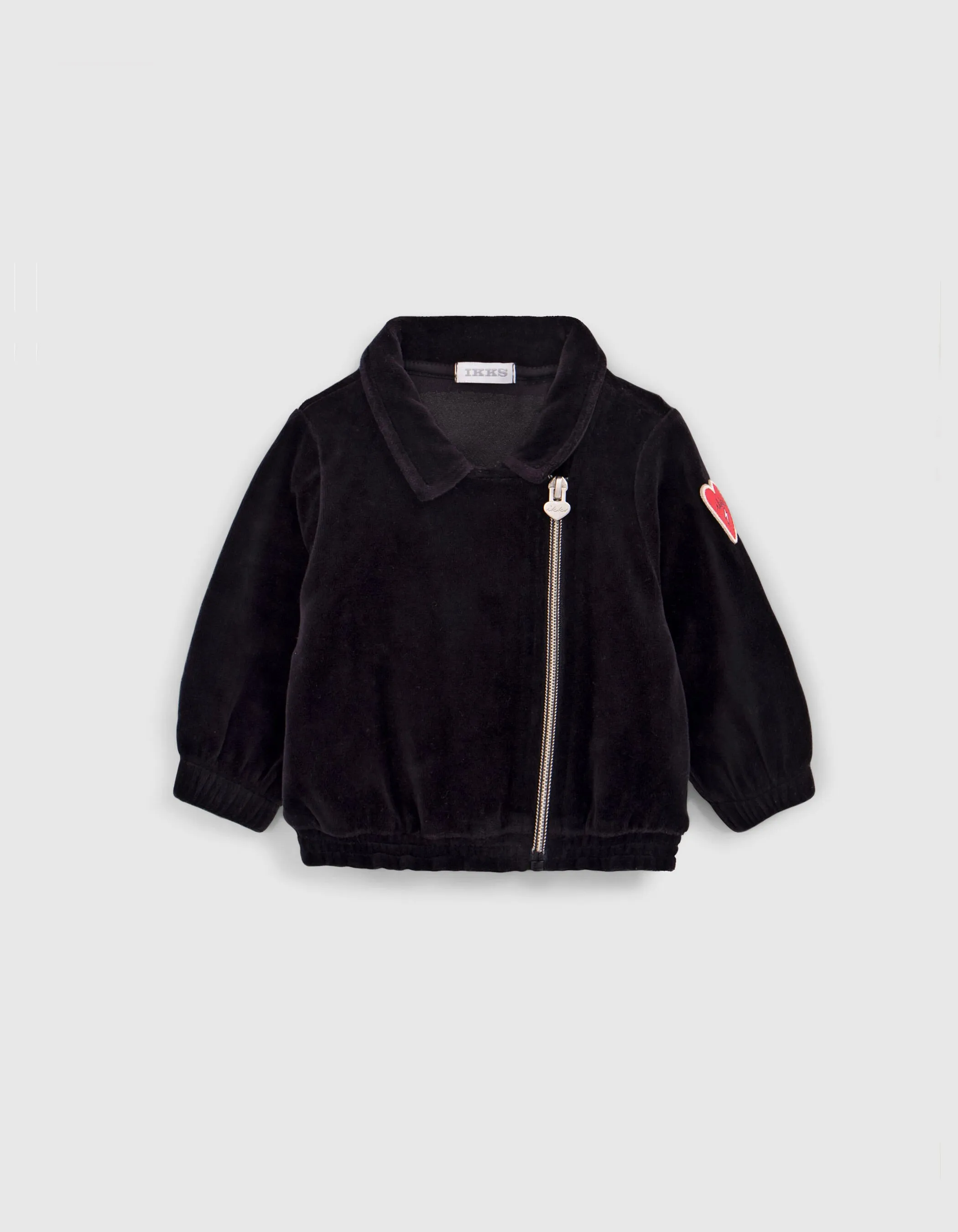 Cardigan noir esprit motard panne de velours fille