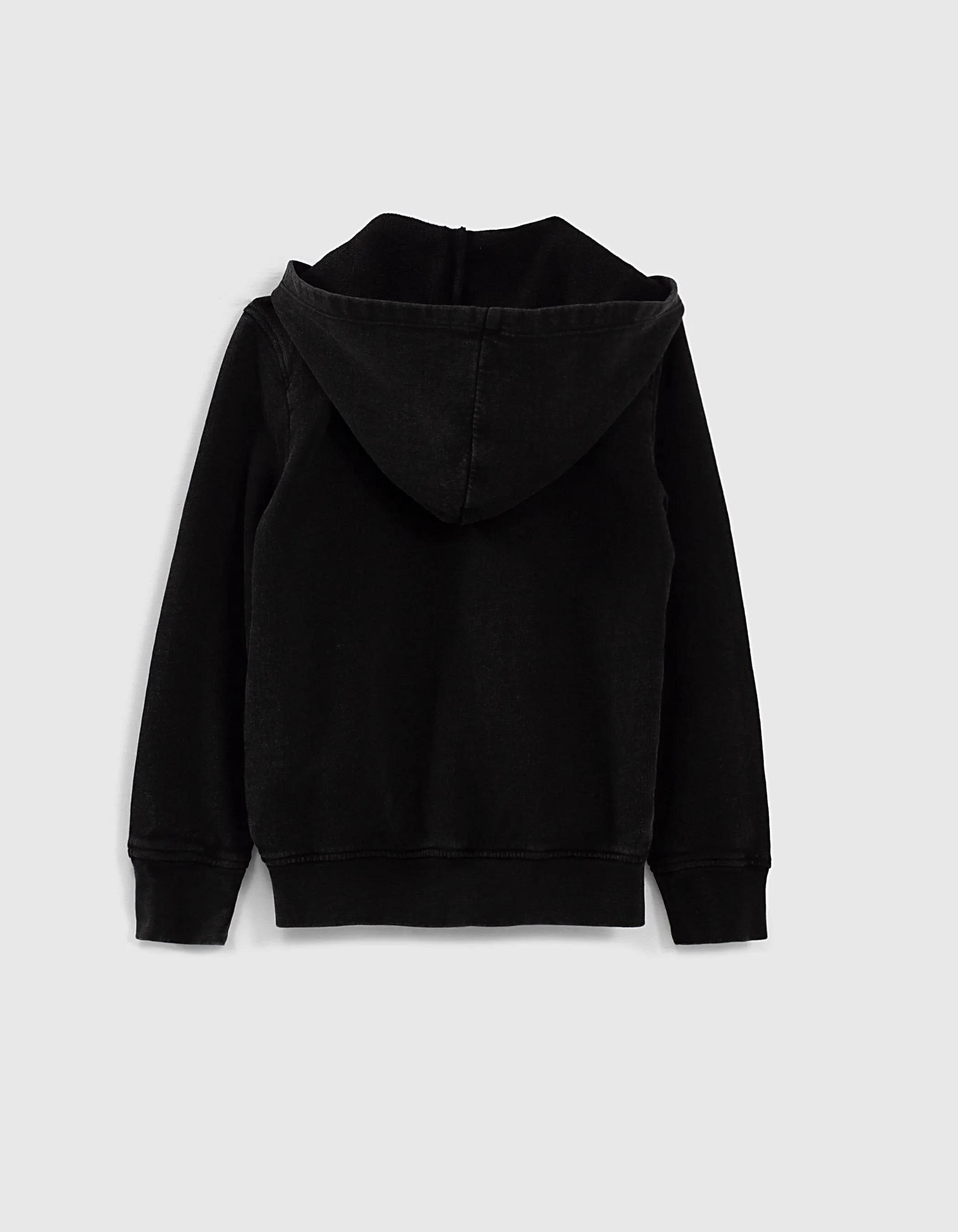 Cardigan noir molleton esprit motard garçon 