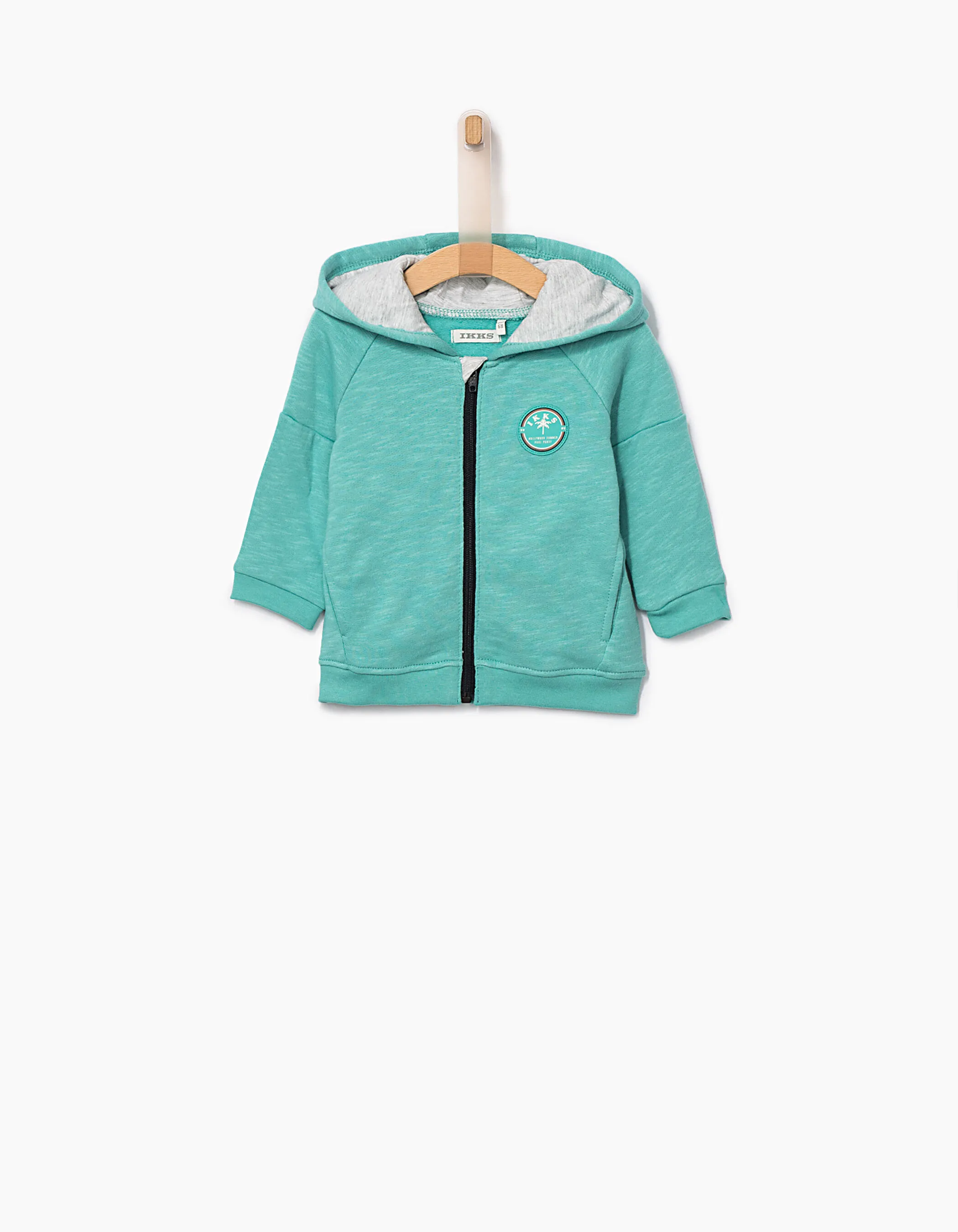 Cardigan turquoise avec palmiers dos bébé garçon 