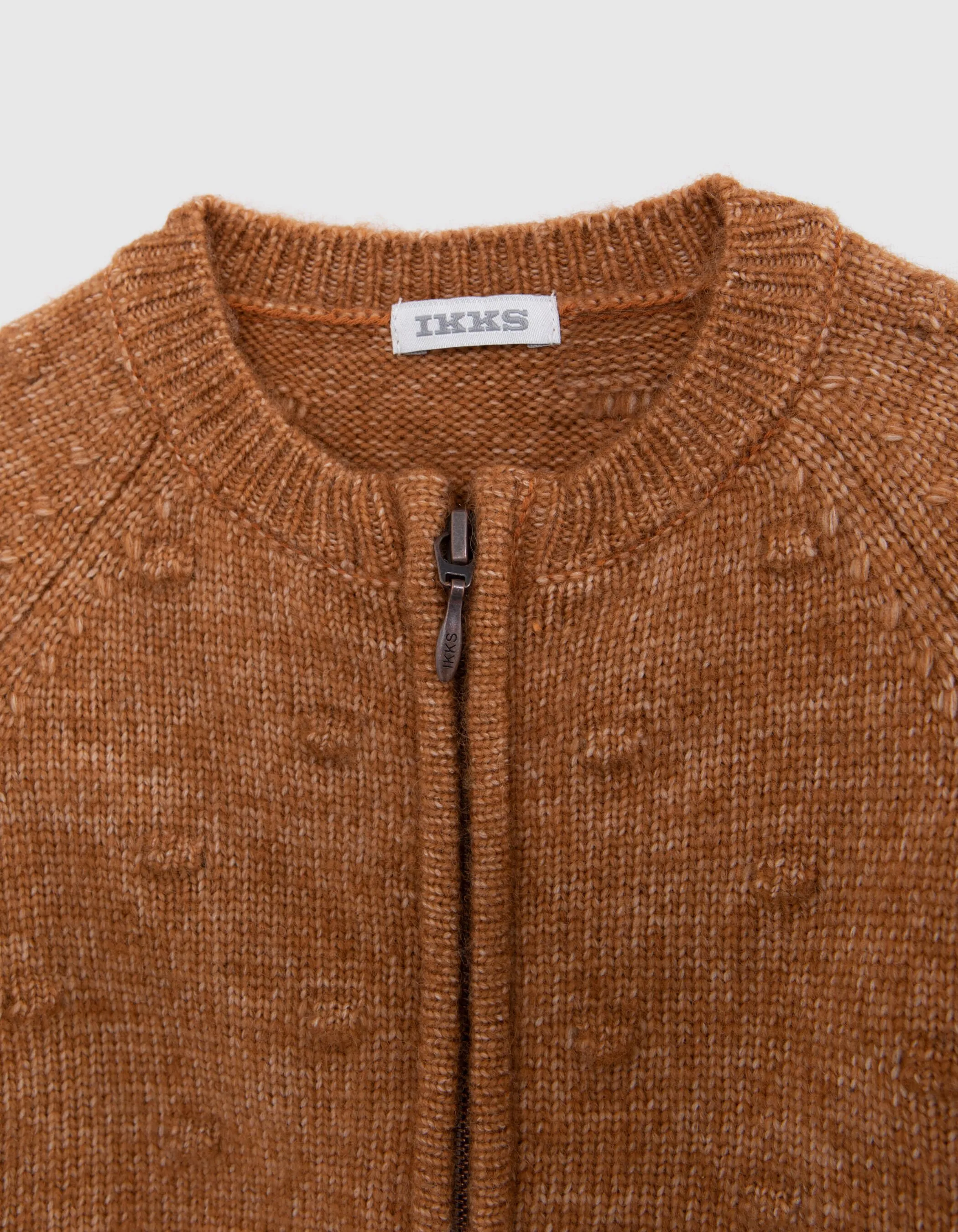 Cardigan zippé camel tricot fantaisie bébé fille