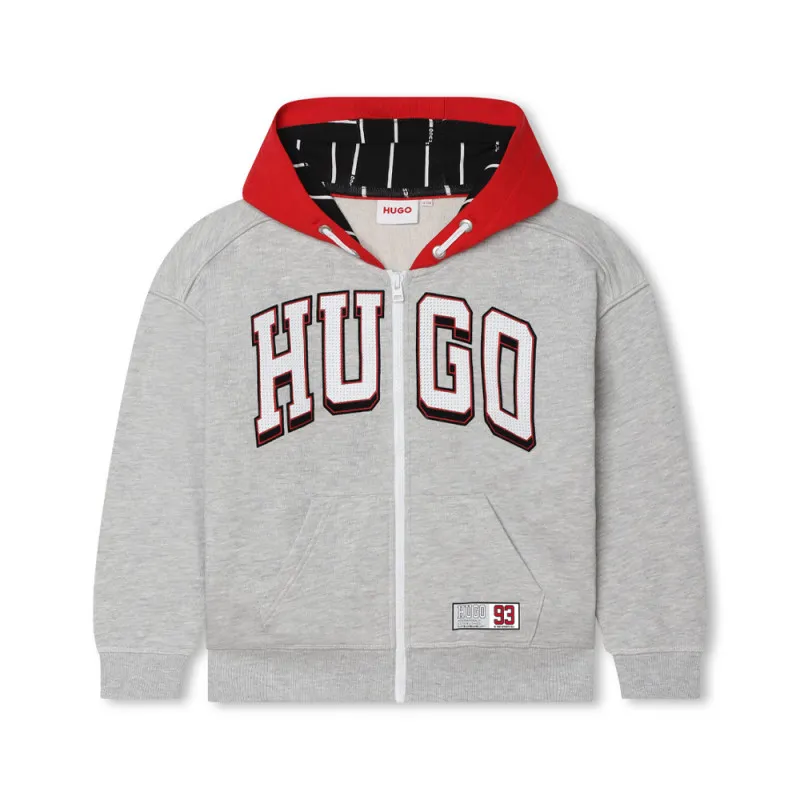 CARDIGAN ZIPPÉ À CAPUCHE HUGO ENFANT GRIS