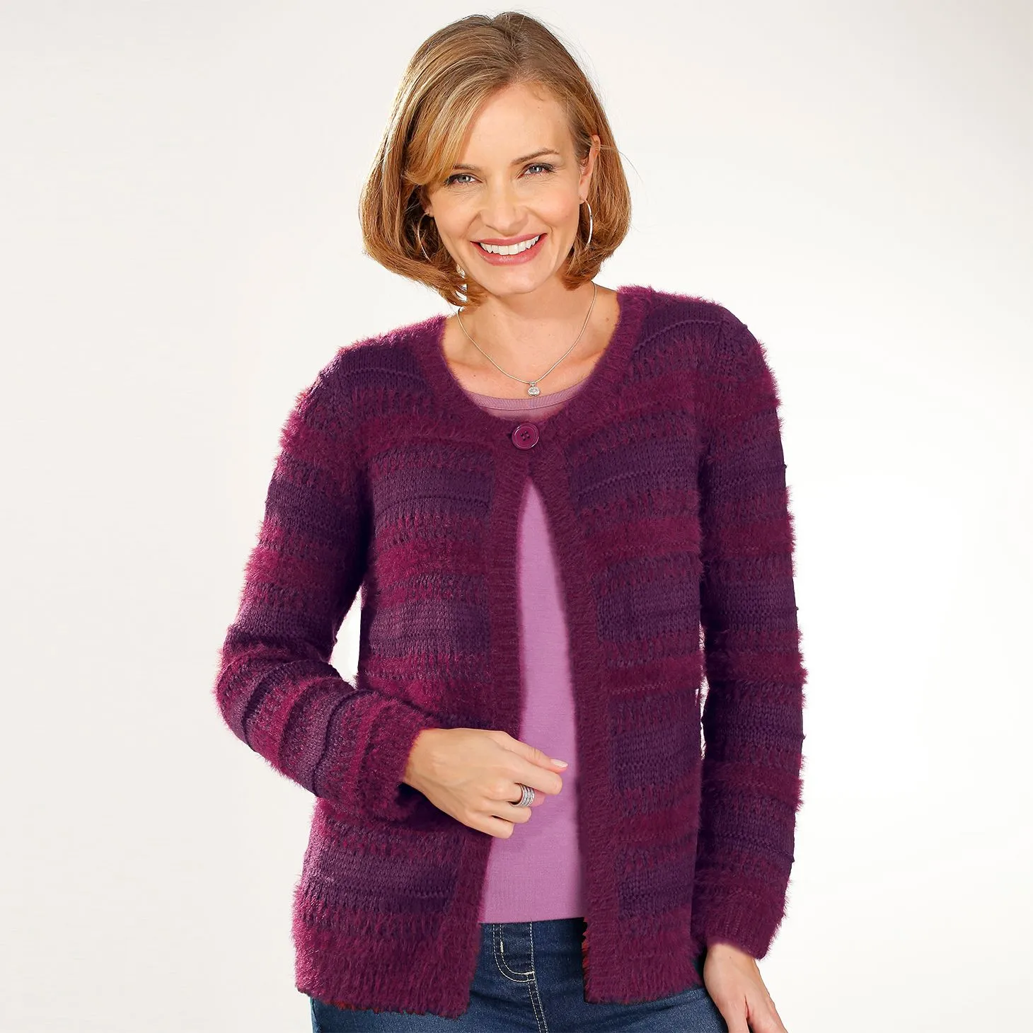 Cardigan en maille poilue