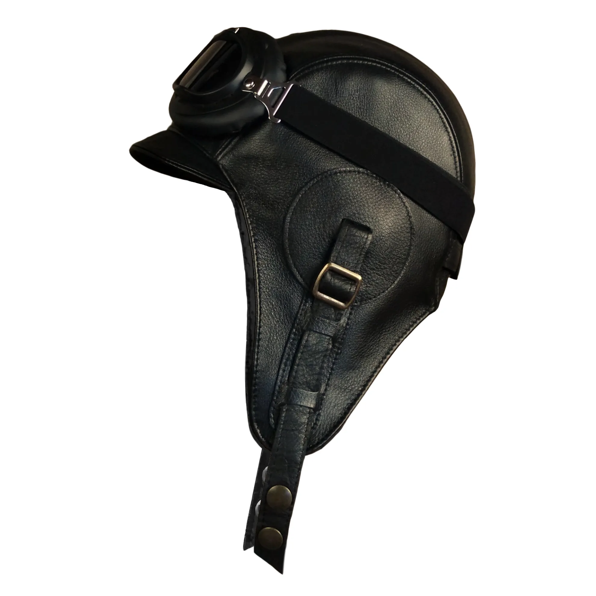Casque aviateur cuir noir - Modèle Simon