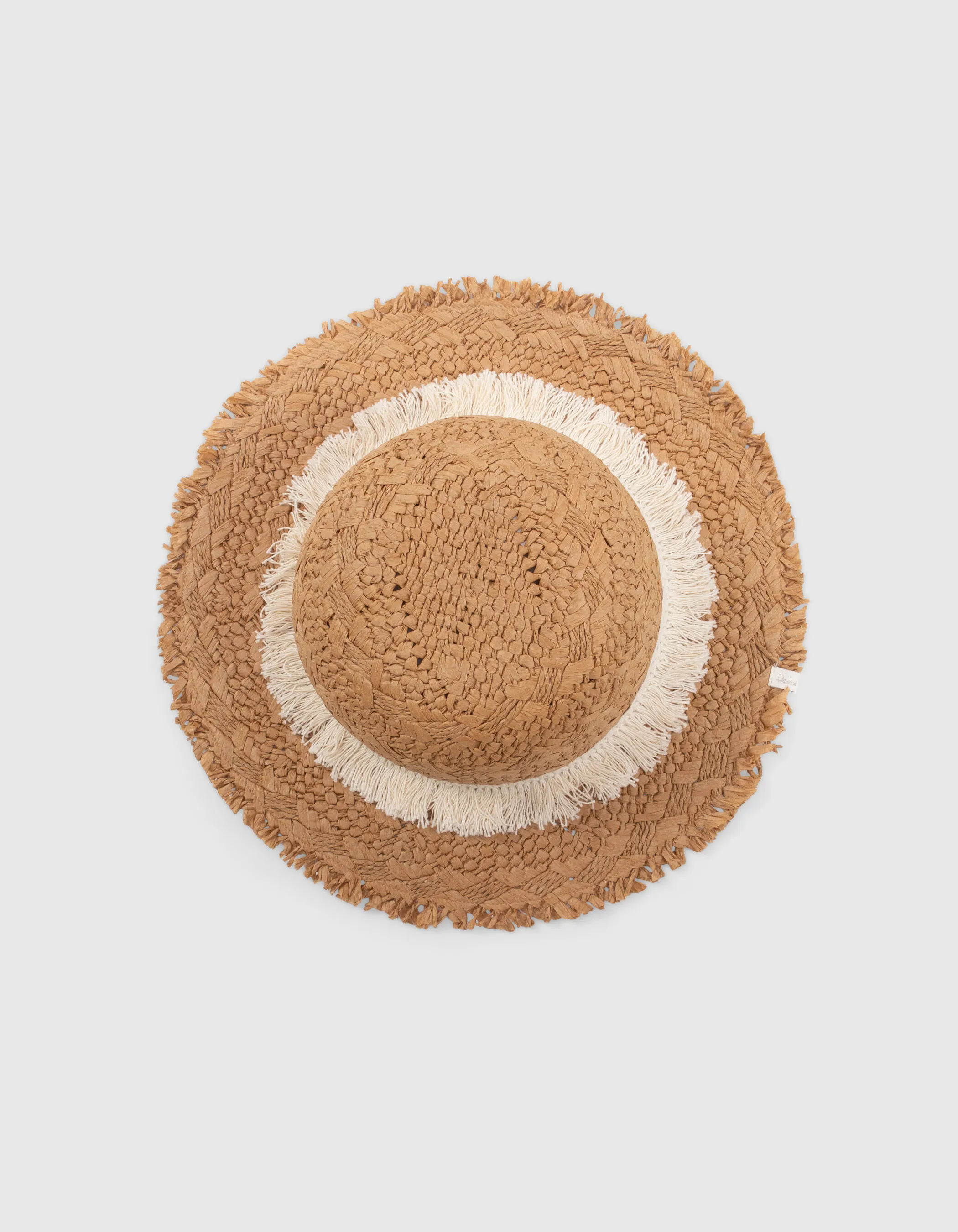 Chapeau beige effet raphia ganse dentelle fille