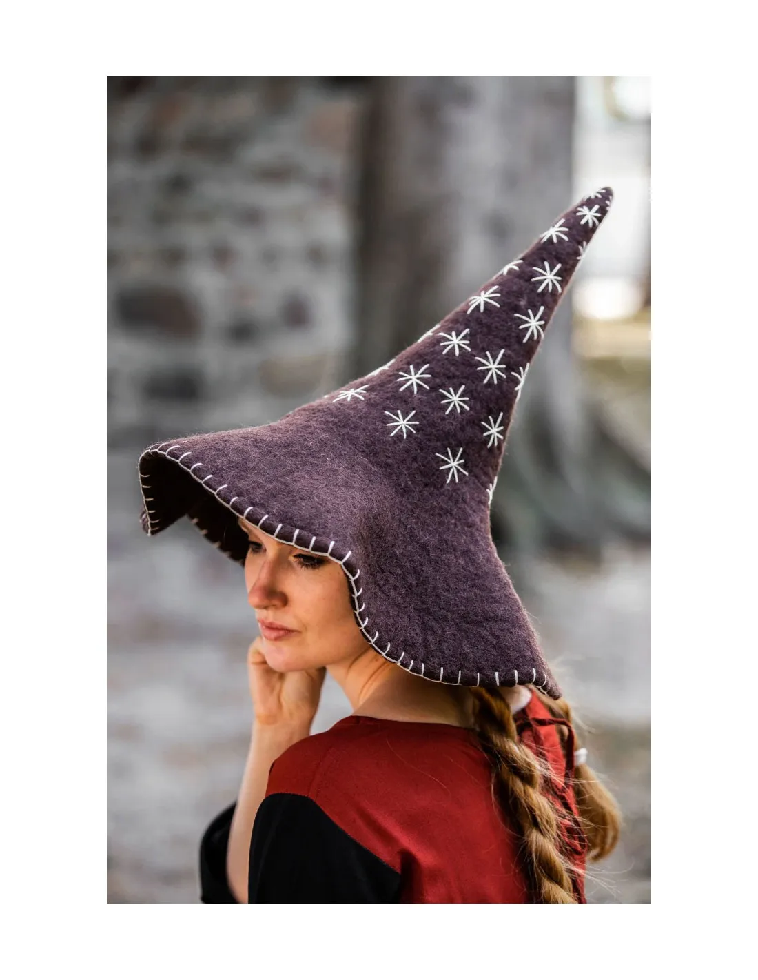 Chapeau de sorcière modèle étoile, couleur marron ⚔️ Boutique Épées