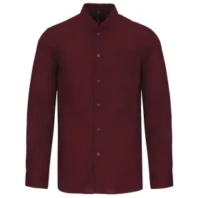 Chemise col mao manches longues - Homme - K515 - rouge vin 