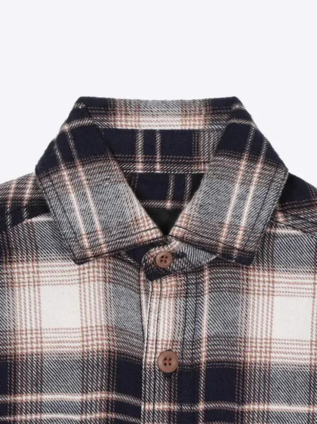 Chemise à carreaux eroy marron bleu garçon - Kaporal | wimod
