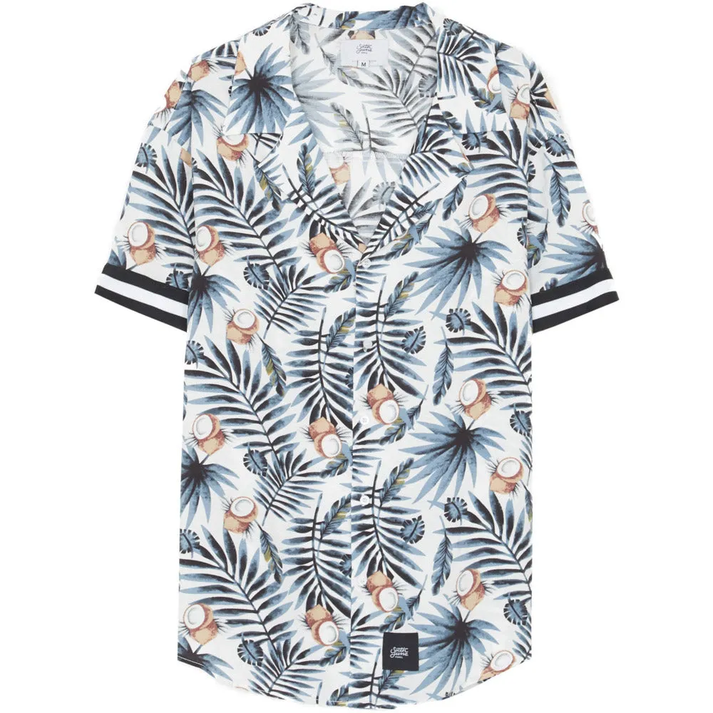 Chemisette large bandes coco bleu blanc