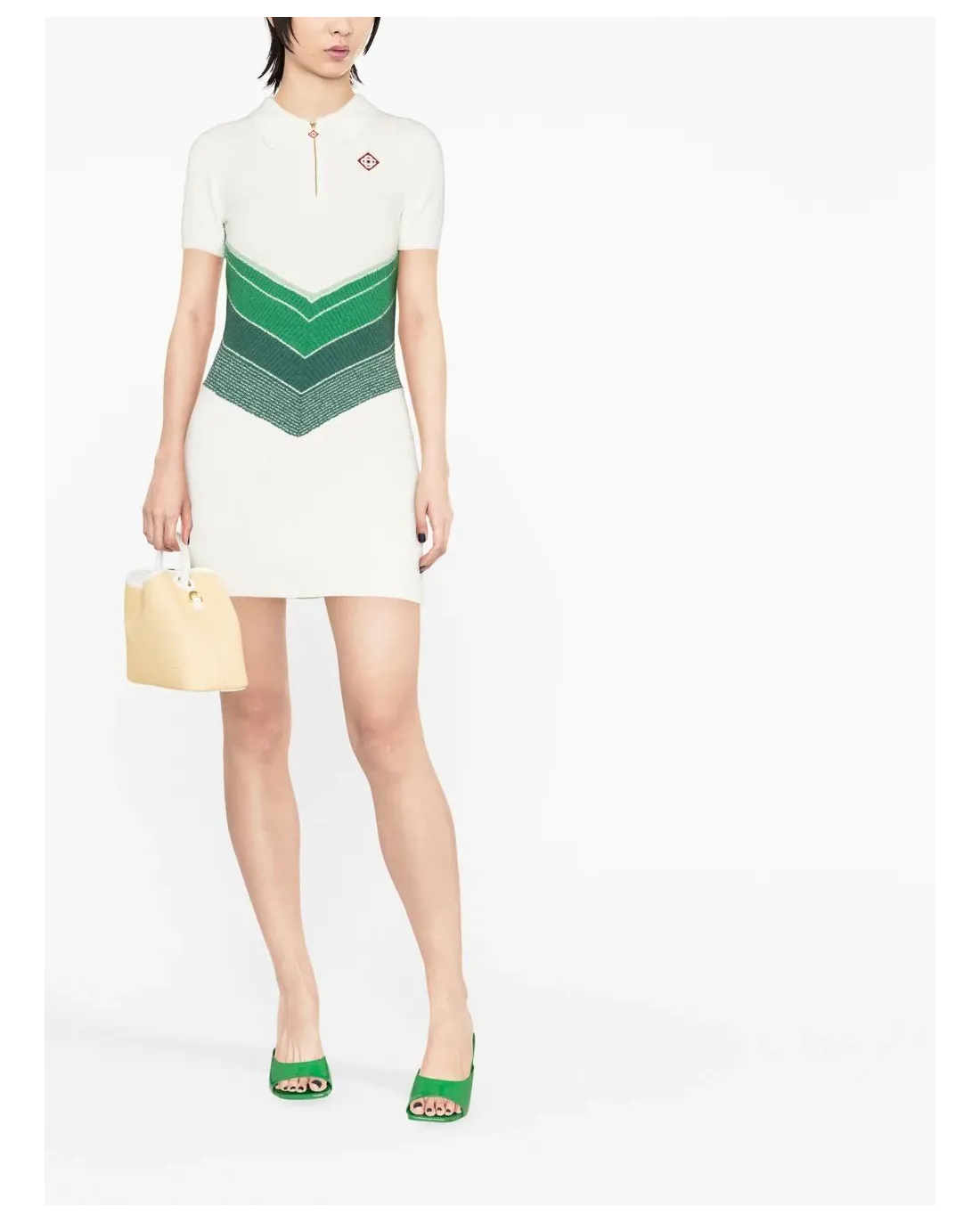 CHEVRON GRADIENT BOUCLE POLO DRESS GREEN/WHITE - Casablanca  | Chez Maman Rouen