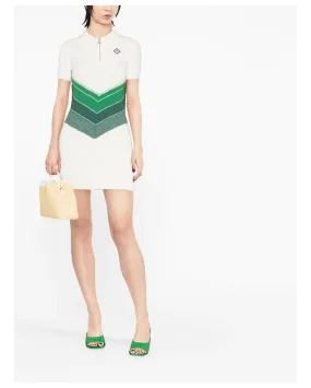 CHEVRON GRADIENT BOUCLE POLO DRESS GREEN/WHITE - Casablanca  | Chez Maman Rouen