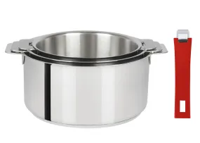 Coffret de 3 casseroles 16 à 20 cm avec 1 poignée Framboise MUTINE AMOVIBLE