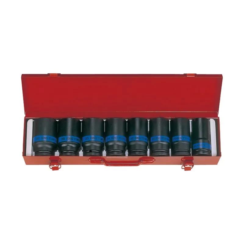 Coffret de douilles longues 3/4" à choc métriques - 8 pièces