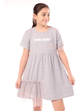 Dark Powder Pink - Black - Blue - Red - Gray Melange - Girls` Dress