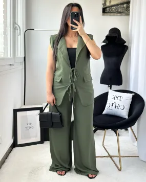 Ensemble Blazer Long Sans Manches Froufrou Kaki