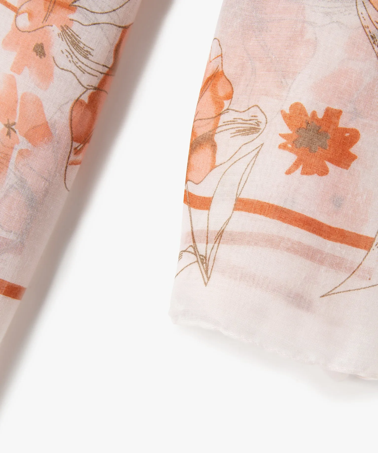 foulard femme en voile fleuri grand format orange standard autres accessoires