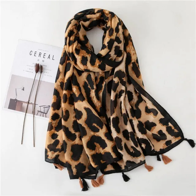 Foulard pour femme 180 beige - Ingeborg léopard