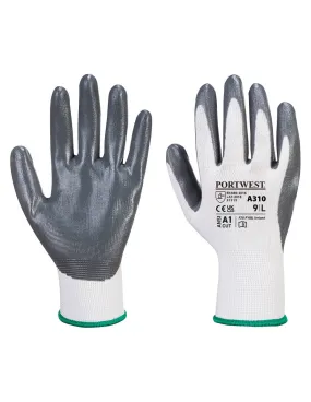 Gant Flexo Grip enduit Nitrile couleur : Gris/Blanc taille L - PORTWEST - - A310GRWLPORTWEST
