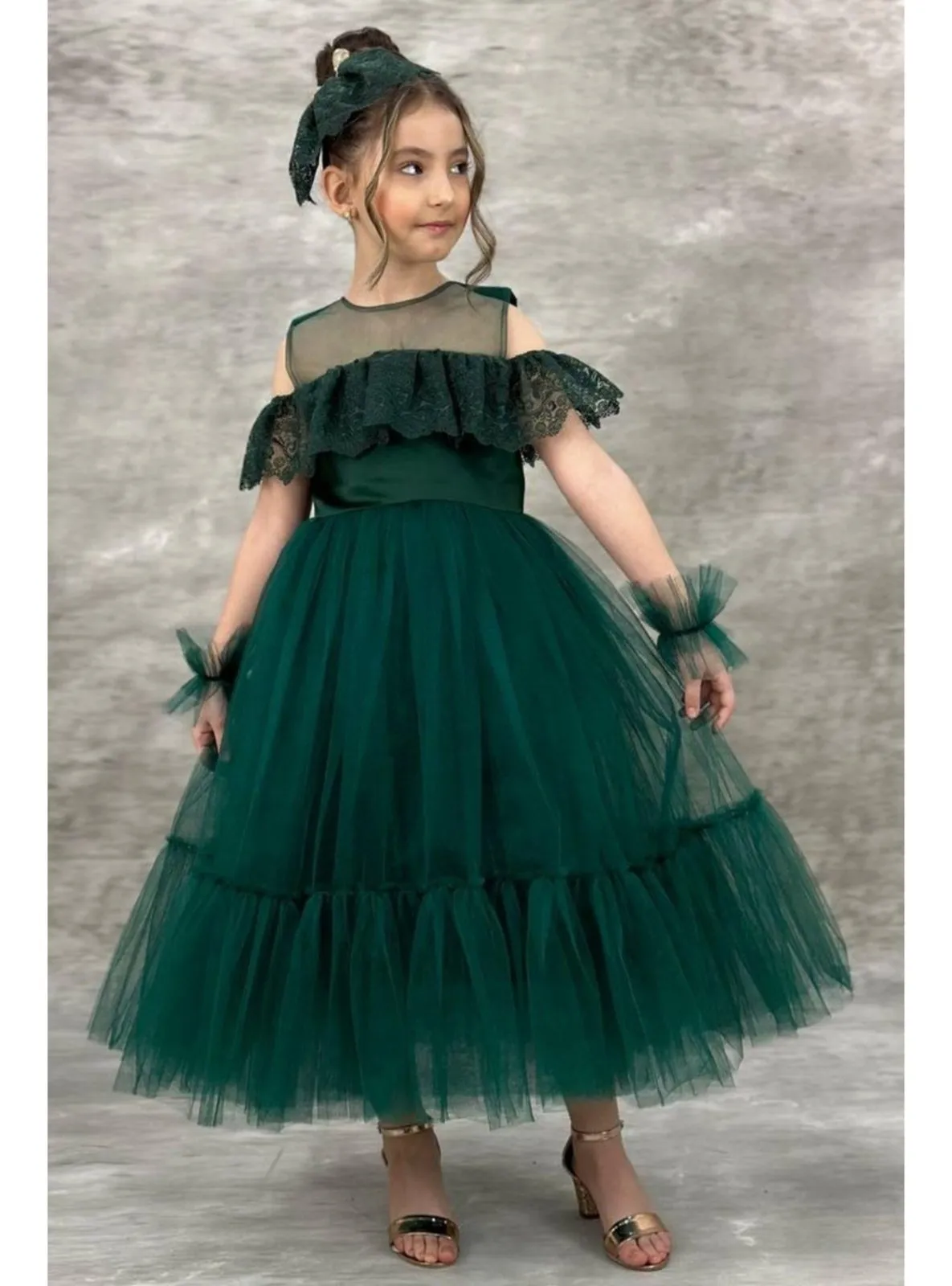 Green - Girls` Evening Dress