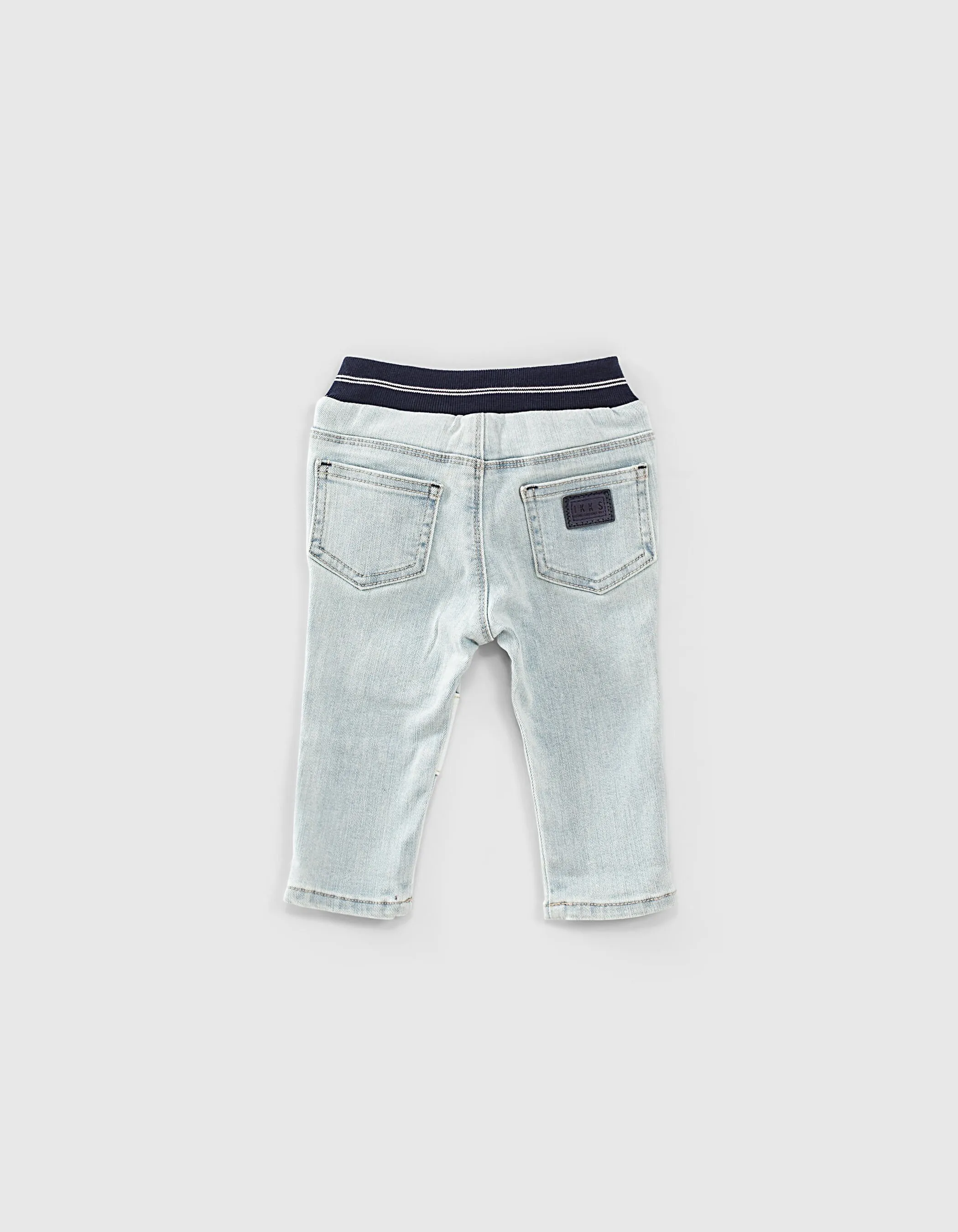 Jean bleach blue à message coton bio bébé garçon 