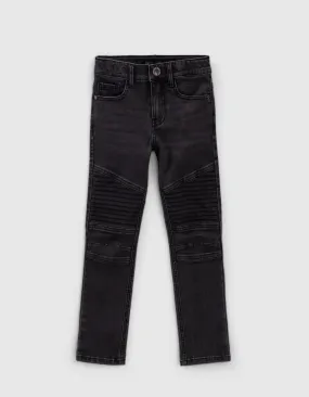 Jean slim noir ultra-résistant esprit motard garçon