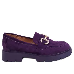 Karins Mocassins en daim violet avec boucle