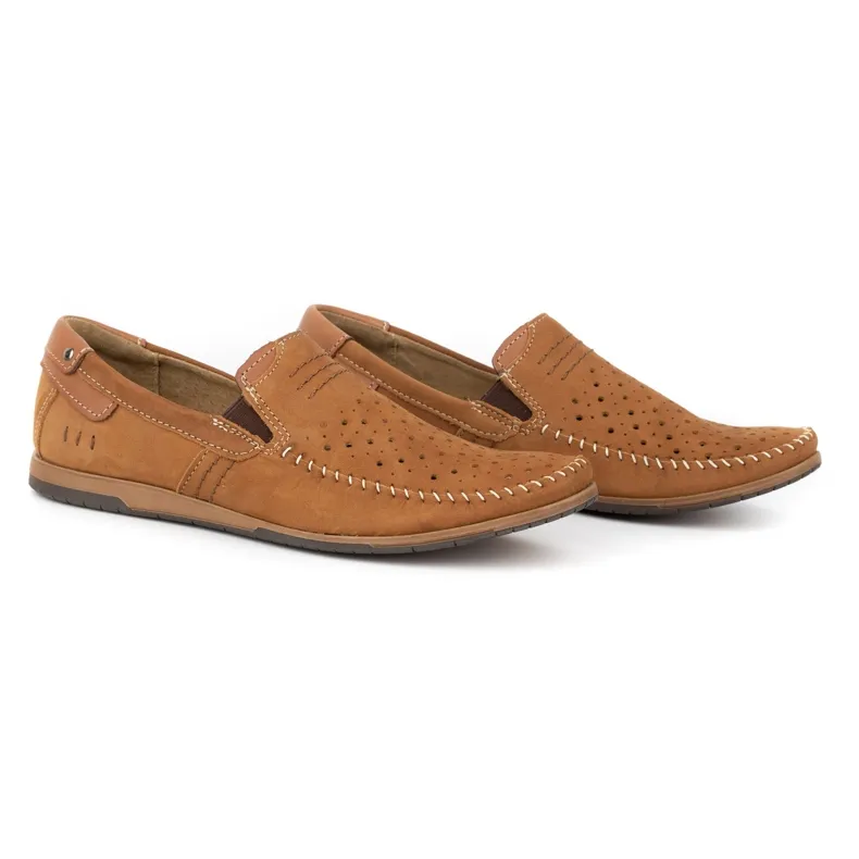 KOMODO Chaussures homme mocassins 876 camel d'été multicolore